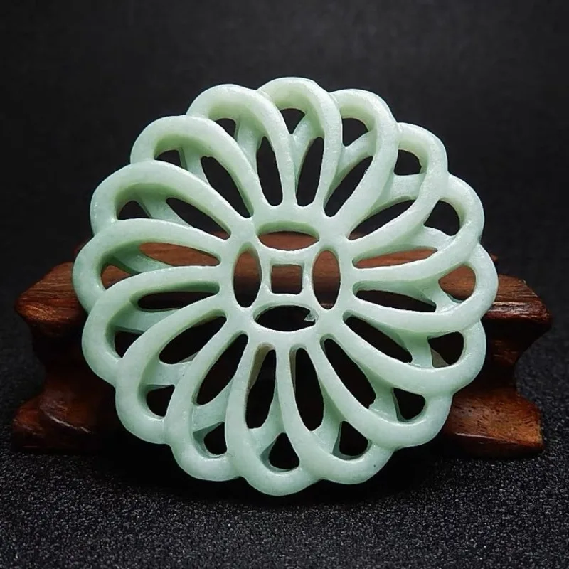 

Natural Bean Green Handmade Carved Transport Ring Jade Pendant Fashion Boutique Jewelry Men's and Women's Necklace Gifts