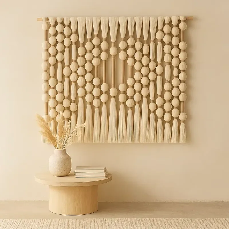 Handmade Bohemian-Inspired Macrame Wall Hanging Wooden Beads Tassels for Home Decor Living Room Bedroom Birthday Anniversary