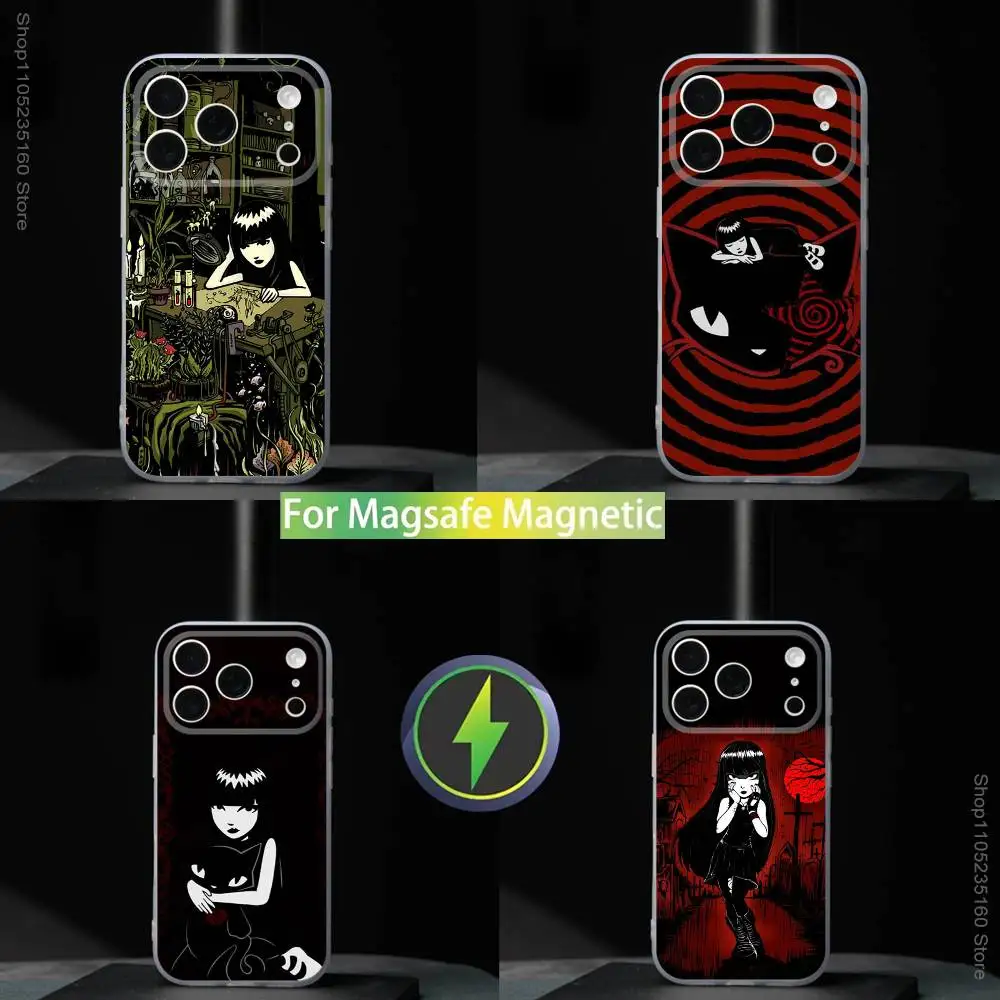 

Чехол E-Emily The Strange Cool для iPhone 11,12,13,14,15,16,17,Pro,Max,Plus,Mini,SE4,E с беспроводной связью Magsafe