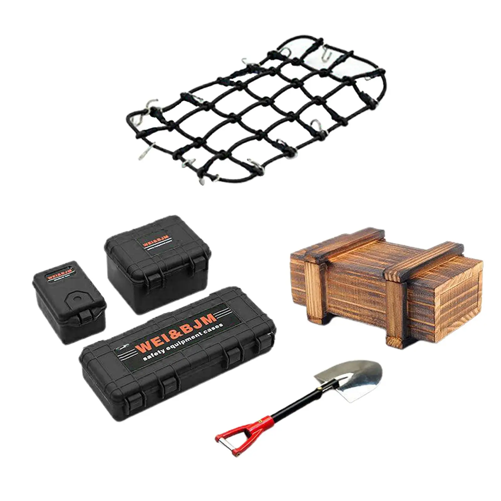 RC Crawler Car Spare Parts Simulation Wooden Trunk Tool Suitcase Luggage Net for TRX4 90047