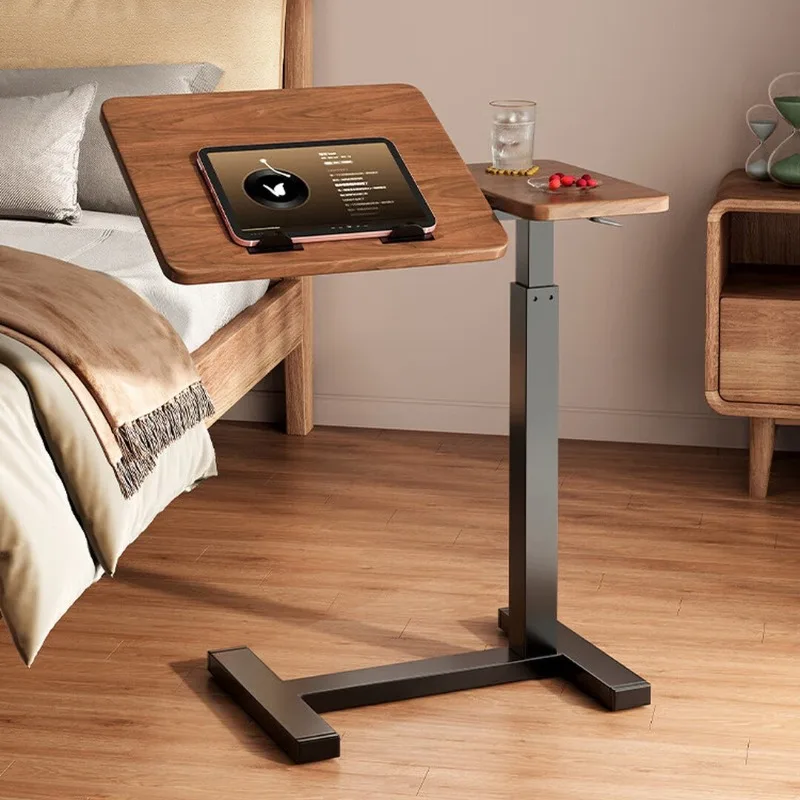 Height Adjustable Bedside Desk, Mobile Overbed Table with Wheels, Rolling Laptop Desk for Bed, Sofa, Home Office, Students