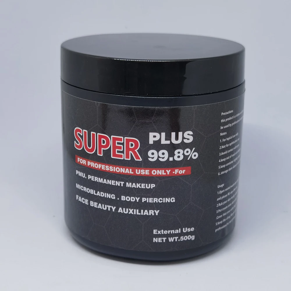 99.8% Black Super Tattoo Cream Before Permanent Makeup Pmu Face Beauty Auxiliary Microneedle Piercing Eyebrow Lips Liner 500g