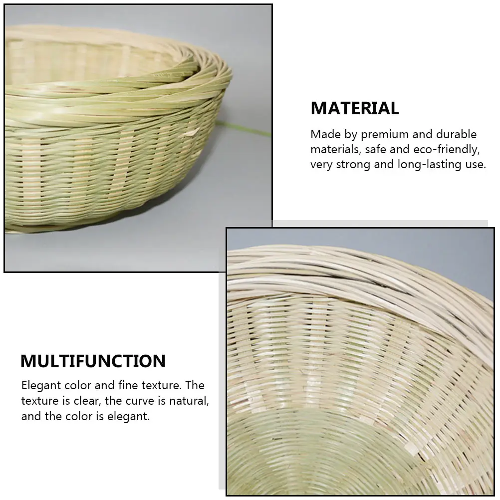 

3pcs Bamboo Woven Basket 12X8X4Inch Premium Storage Container For Fruit Bread Snacks Kitchen Picnic Household Organizer Decor