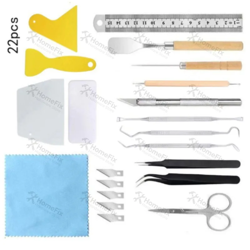 22‑Piece Handmade Craft Tool Kit, Vinyl Weeding Carving Dried Flower Tools for DIY Art Scrapbooking