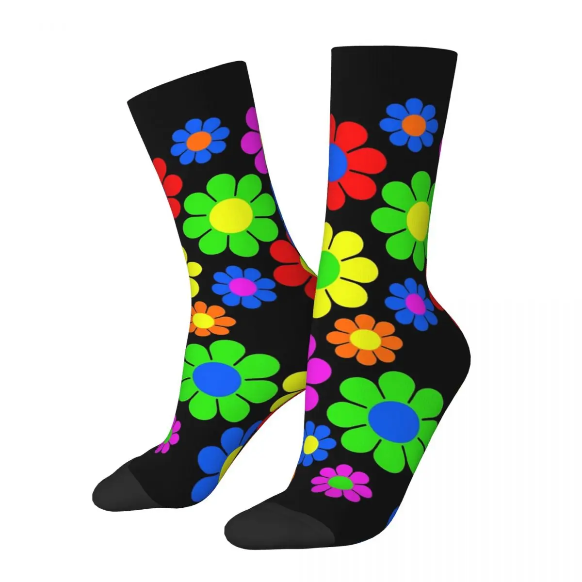 Crazy Design Flower Daisy Spring Basketball Socks Polyester Long Socks for Women Men Non-slip