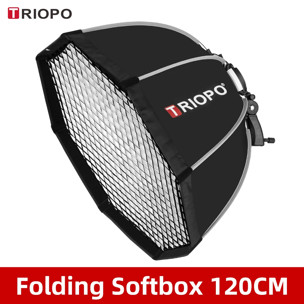 Triopo Softbox Octogone 120cm Bowens Mount + Grille Honeycomb - Idéal Studio Photo Strobe