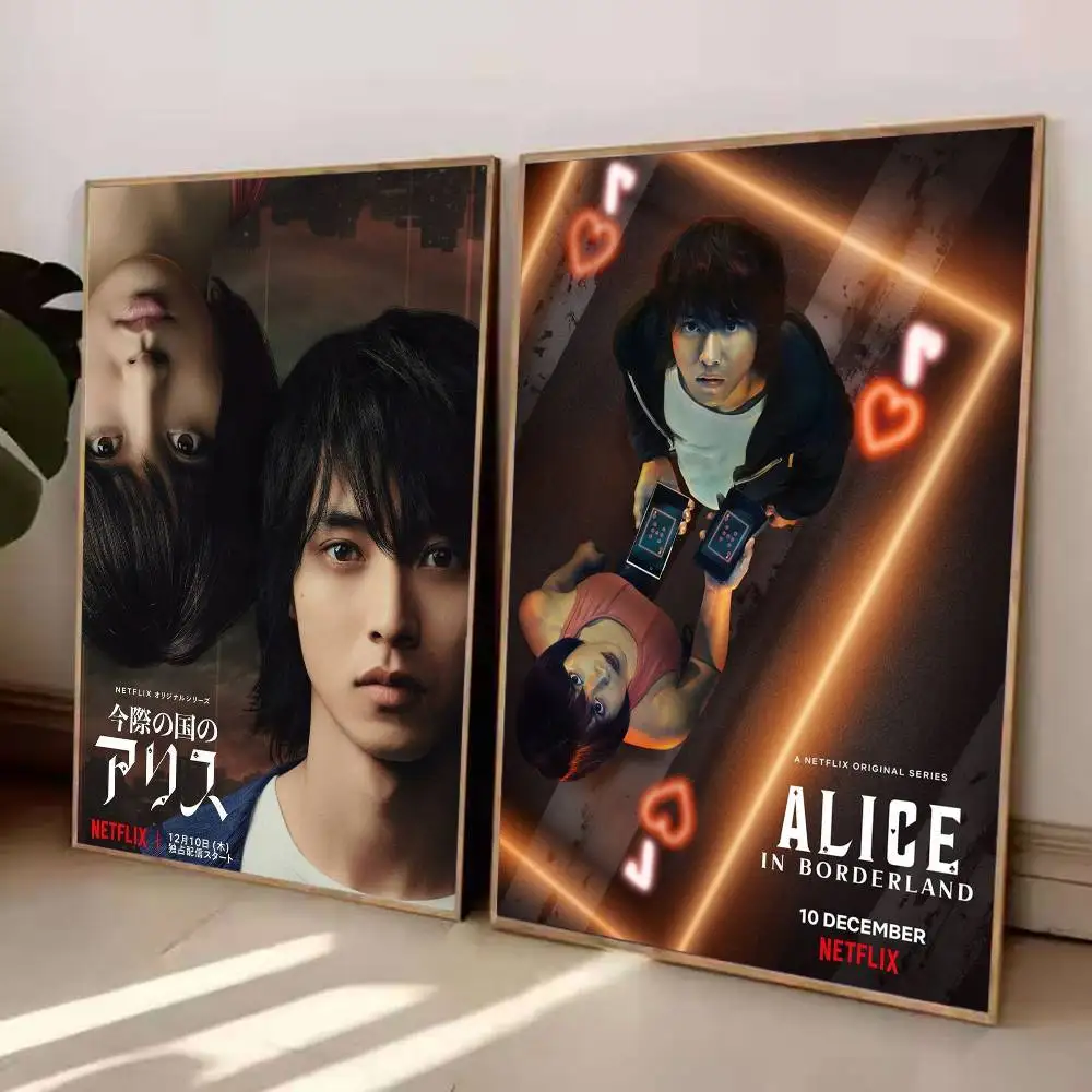 اليابانية الخيال العلمي التشويق أليس في بوردرلاند ملصق مقاوم للماء HD الفن جدار صائق طباعة ذاتية اللصق. غرفة المنزل الجمالية