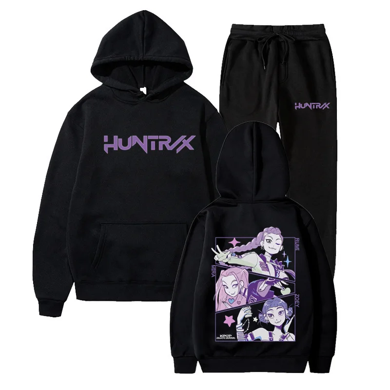 2025년 신상 패션 K팝 헌팅 위치 그룹 후드 루즈핏 남녀 공용 캐주얼 스포츠 스웨트셔츠 세트