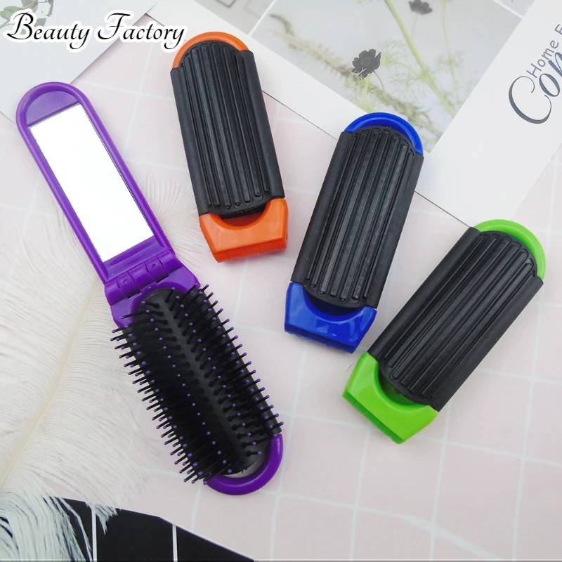 High Temperature Resistant Plastic Injection Folding Mirror Comb Plastic Comb for Hairdressing Travel Portable Small Comb