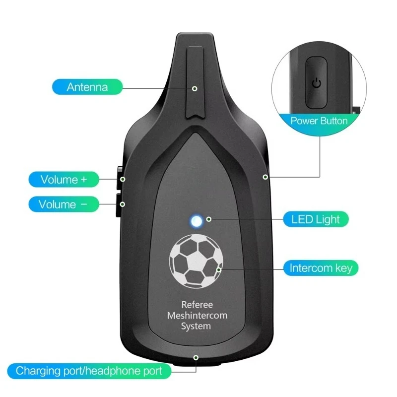 For MS8-SE F6 Bluetooth network 800 meters football  referee intercom game communication with headphones
