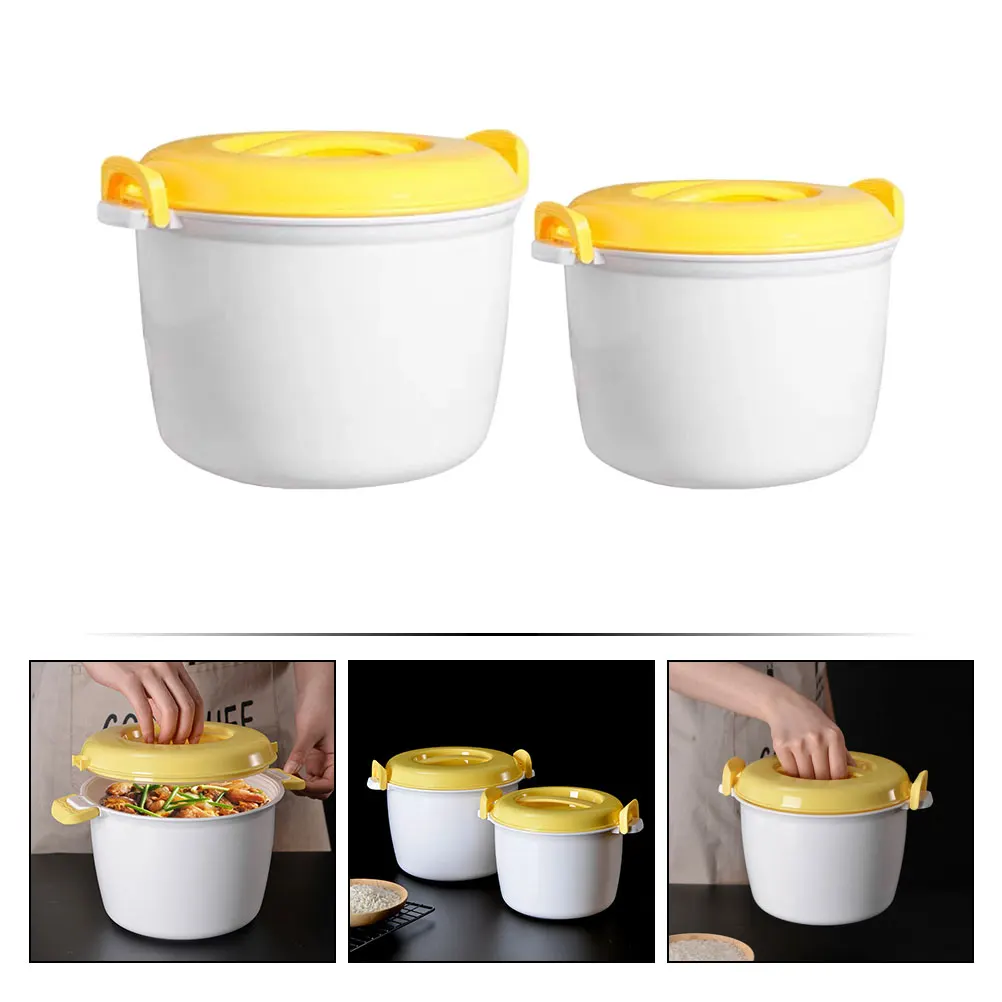 

2pcs Microwave Steamer Pot Large Capacity Plastic Portable Maker For Home Office Restaurant Use Soup Steamer Container