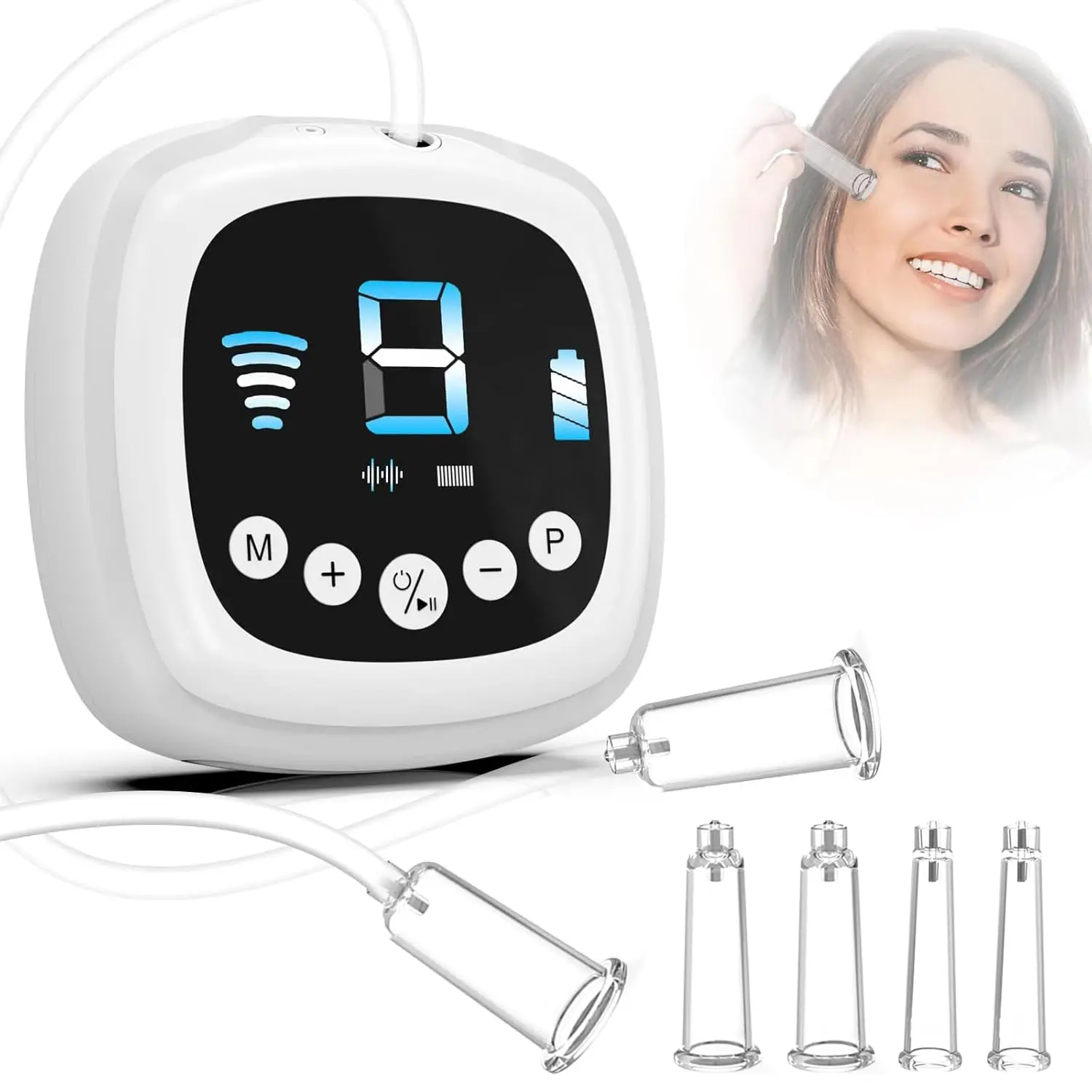 Electric Facial Cupping Set - 3-in-1 Gua Sha Massage Tool with Dual-Cup, 3 Modes, 9 Gears for Skin Care