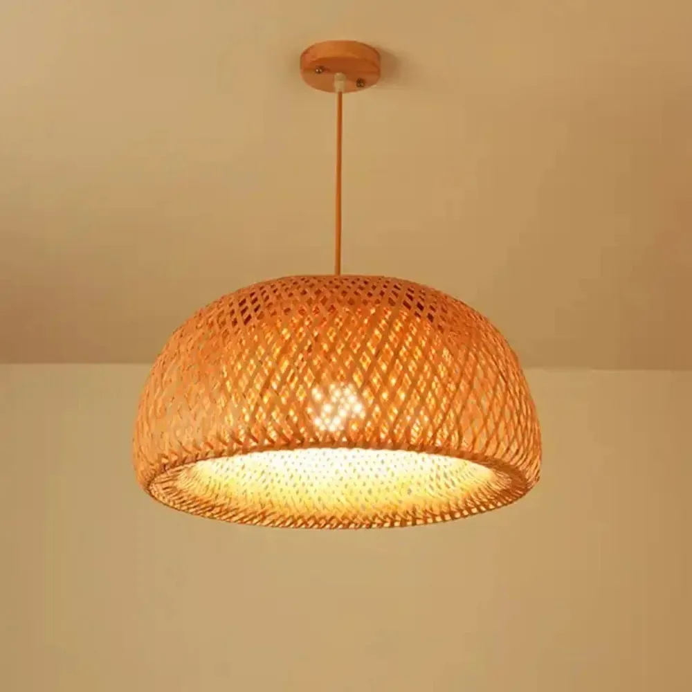 Handmade Natural Woven Lamp Traditional Restaurant Decorative Lighting Wooden Bamboo Chandeliers Rattan Pendant Lights