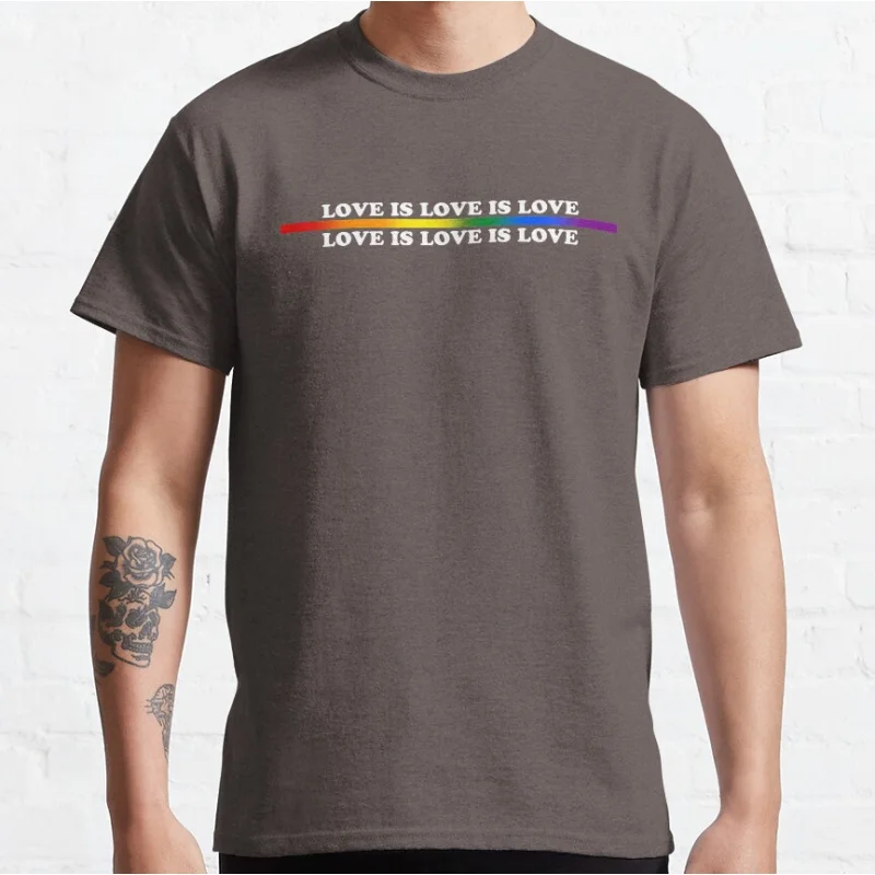 الحب هو الحب lgbtq فخر شهر هدية الملابس قصيرة الأكمام Crewneck تي شيرت للرجال حجم كبير الكبار بلايز S-6xl