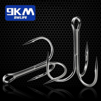 9KM 15Pcs Fishing Treble Hooks Brabed Sharp High Carbon Steel Triple Hook on Hard Lures Saltwater Fishing Accessories