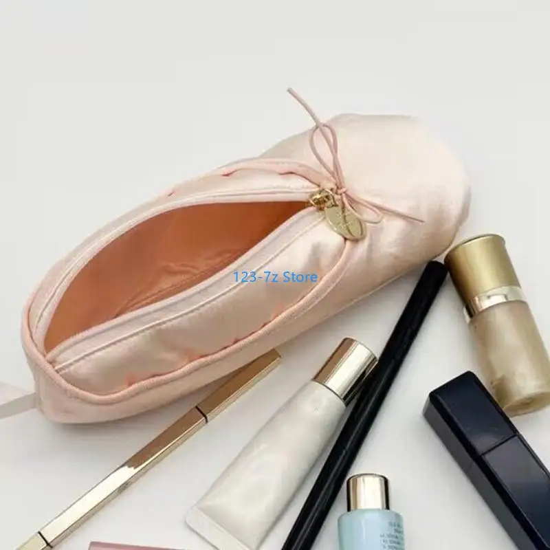 A9bf artesanal ballet sapato forma lápis bolsa textura tecido adequado para escola material escritório com detalhes