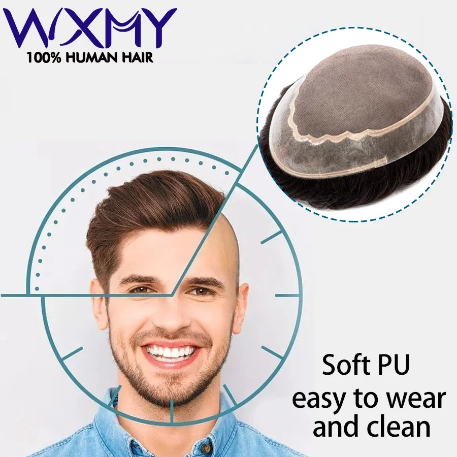 

Моноцентр из искусственной кожи вокруг мужского протеза для волос, парик из натуральных волос для мужчин, капиллярные системы замены Peluca Hombre