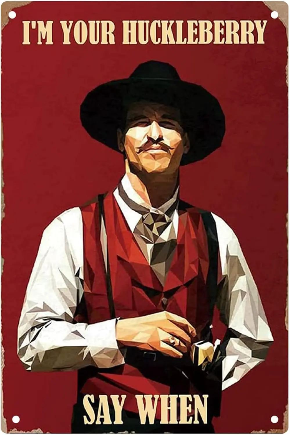 Männerhöhle Deko Western Cowboy Film Metallschild, Doc Holiday Grabstein Blechschilder Vintage Filmplakate, Western Deko Retro Wandkunst