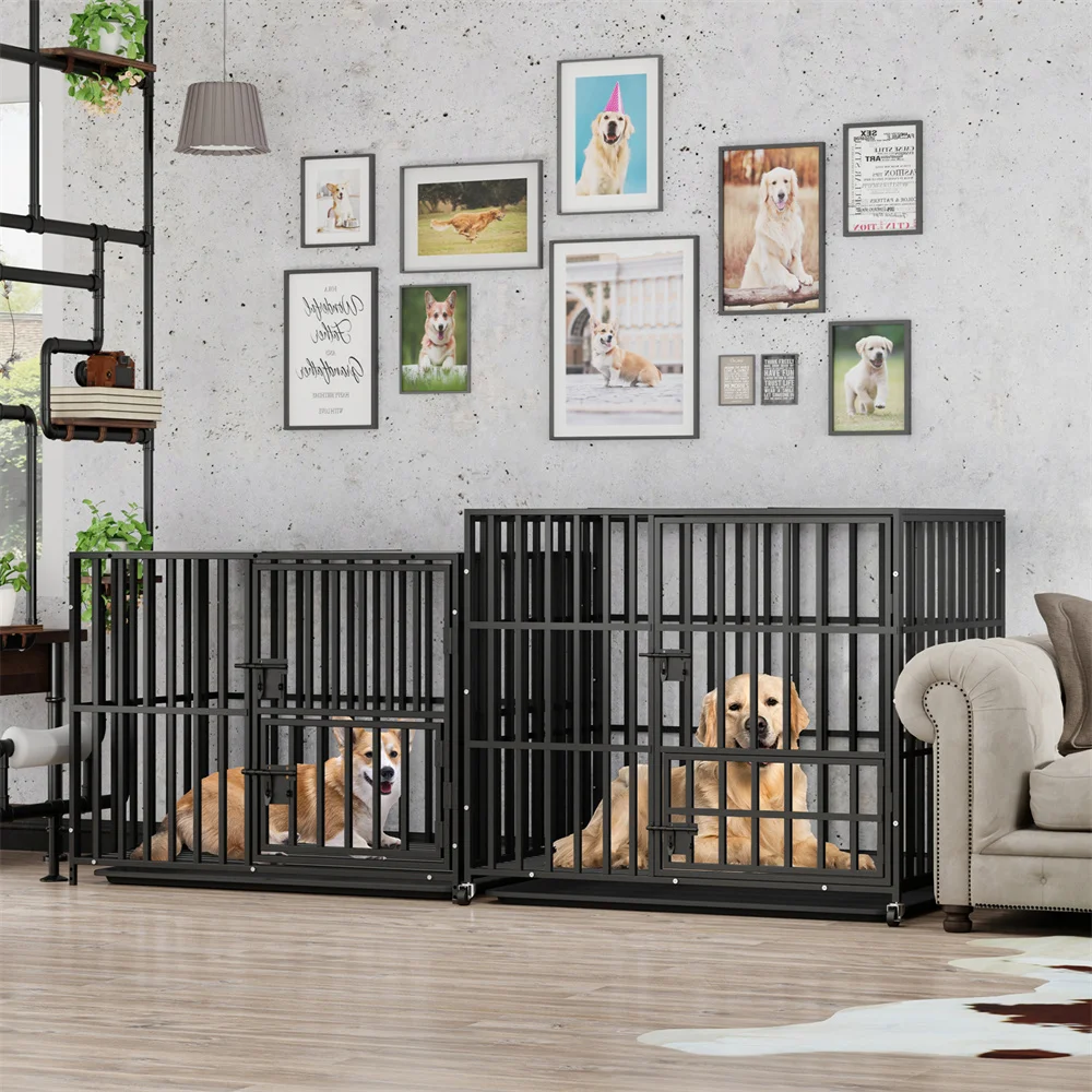 Factory Direct 2026 Oversized Stackable Dog Crate Heavy Duty Double Layer Dog Kennel Cage for Medium Large Dogs with Removable T