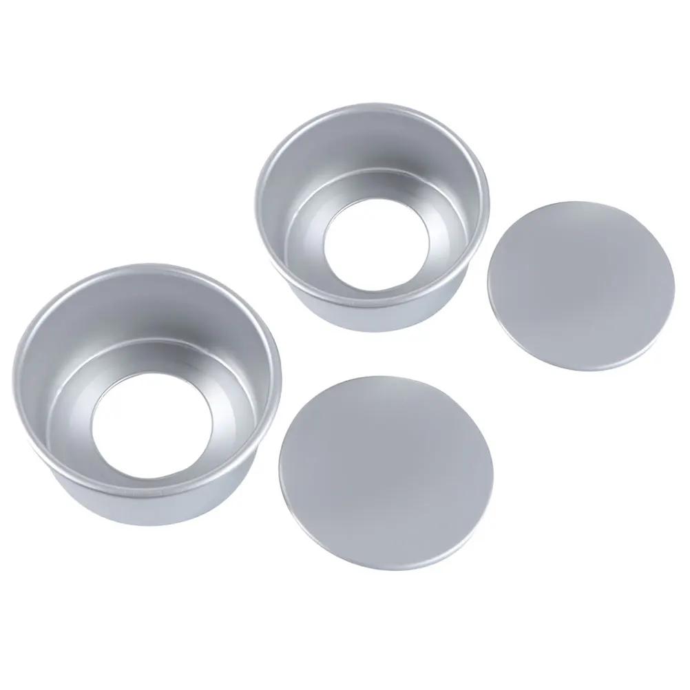 

2pcs Anodized Living Bottom Cake Mold Non-Stick Round Baking Pan For Chiffon Mousse Oven Microwave Kitchen Use Detachable Baking