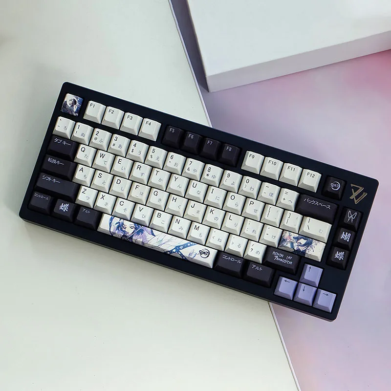 Keycaps personalizados para teclado mecânico, tema demônio slayer, hiragana dupla lendas, pbt, perfil de cereja