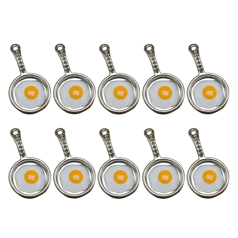 

10pcs Alloy Pendant Charms Fried Egg Pan Design Jewelry Making Accessories For Necklace Bracelet Keychain Diy Craft Projects