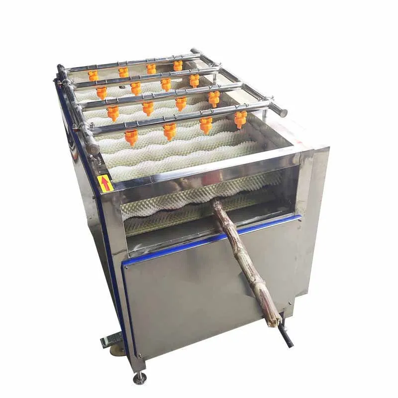 Commercial Stainless Steel Brush Roller Sugarcane Washing Machine High Pressure Spray Sugar Cane Cleaner For SugarJuice Factory