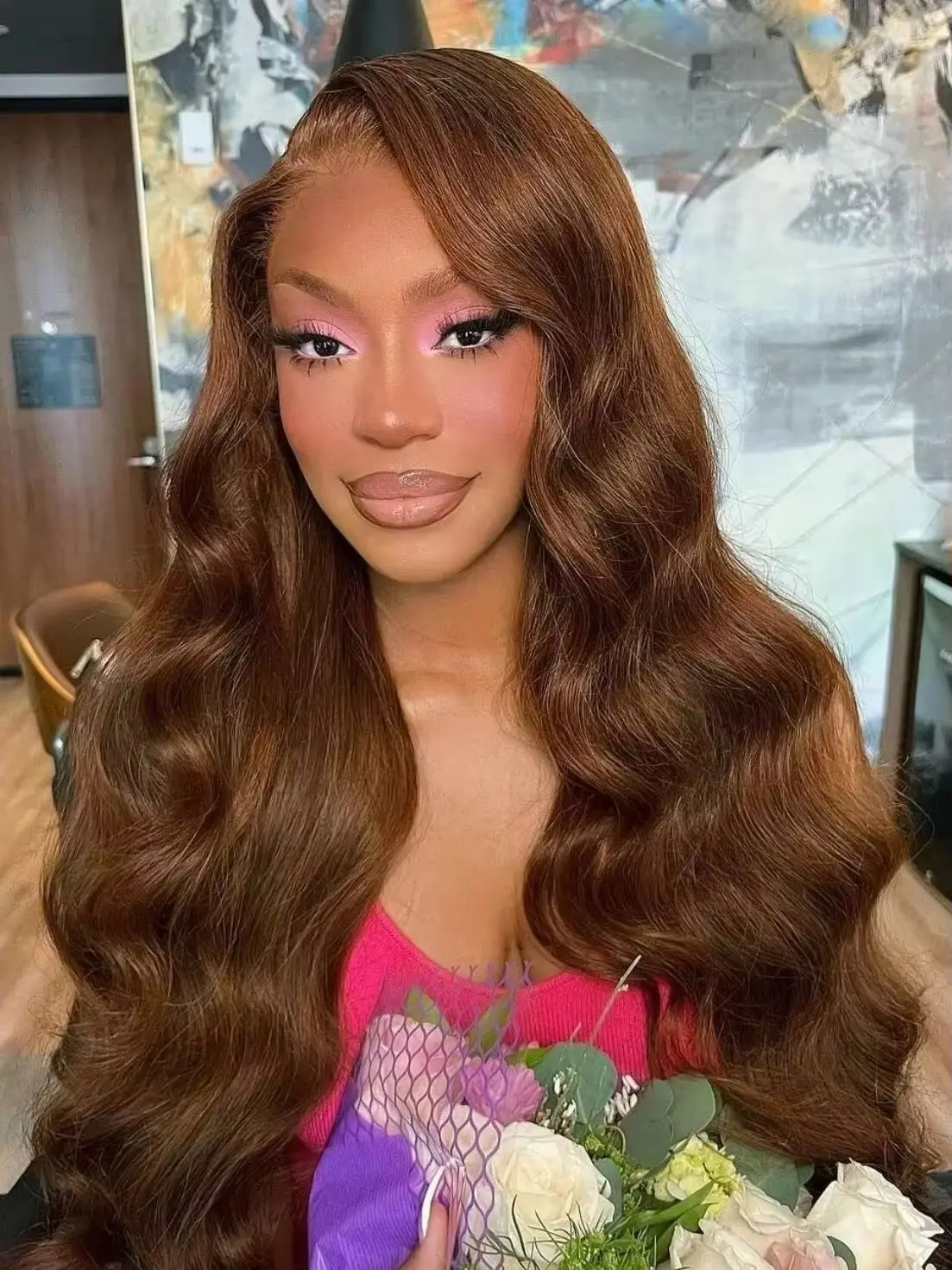 Body Wave Human Hair Wigs Chocolate Brown Dark Brown 200% Density 40 Inches 13x6 13x4 HD Transparent Lace Frontal Wig #4 For Women Pre Plucked Brazilian Hair