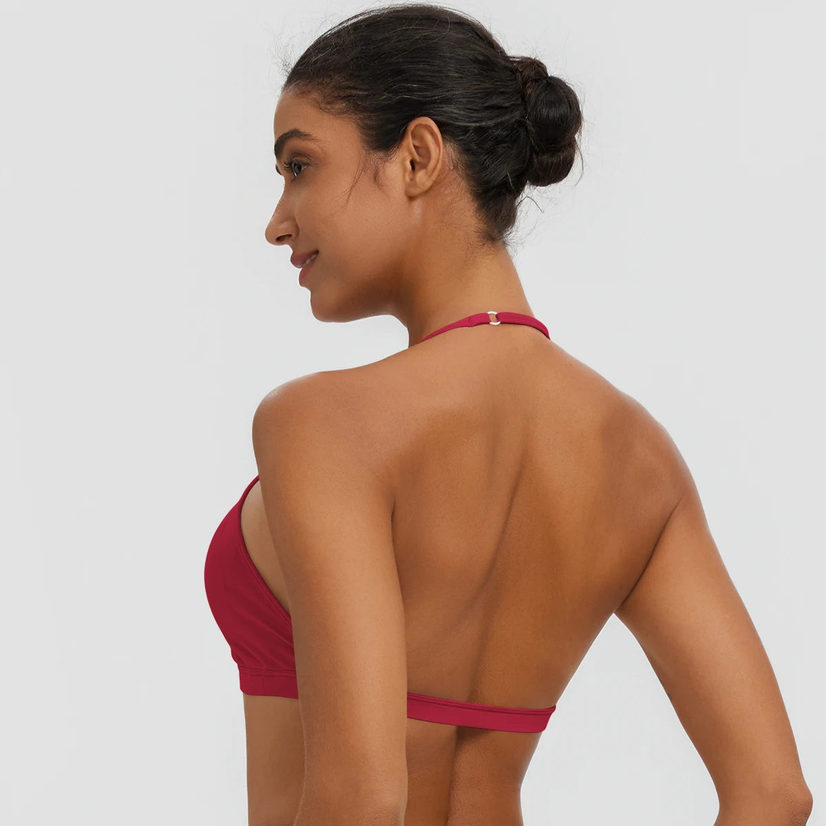 Damen-Sommer-Tanktops, einfarbig, mit Raffung, Yoga-BH, sexy, schöner Rücken, dünne Schulterträger, Sport-BH, Fitness-BH, Lauf-BH – Detail 35