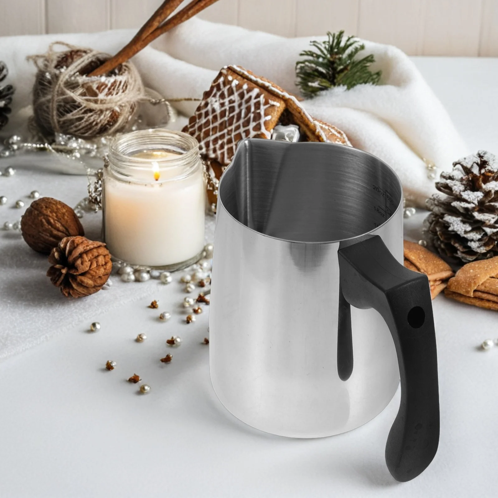 

Pull Flower Cup Milk Espresso Steaming Pitchers Silver Stainless Steel Coffee Measuring