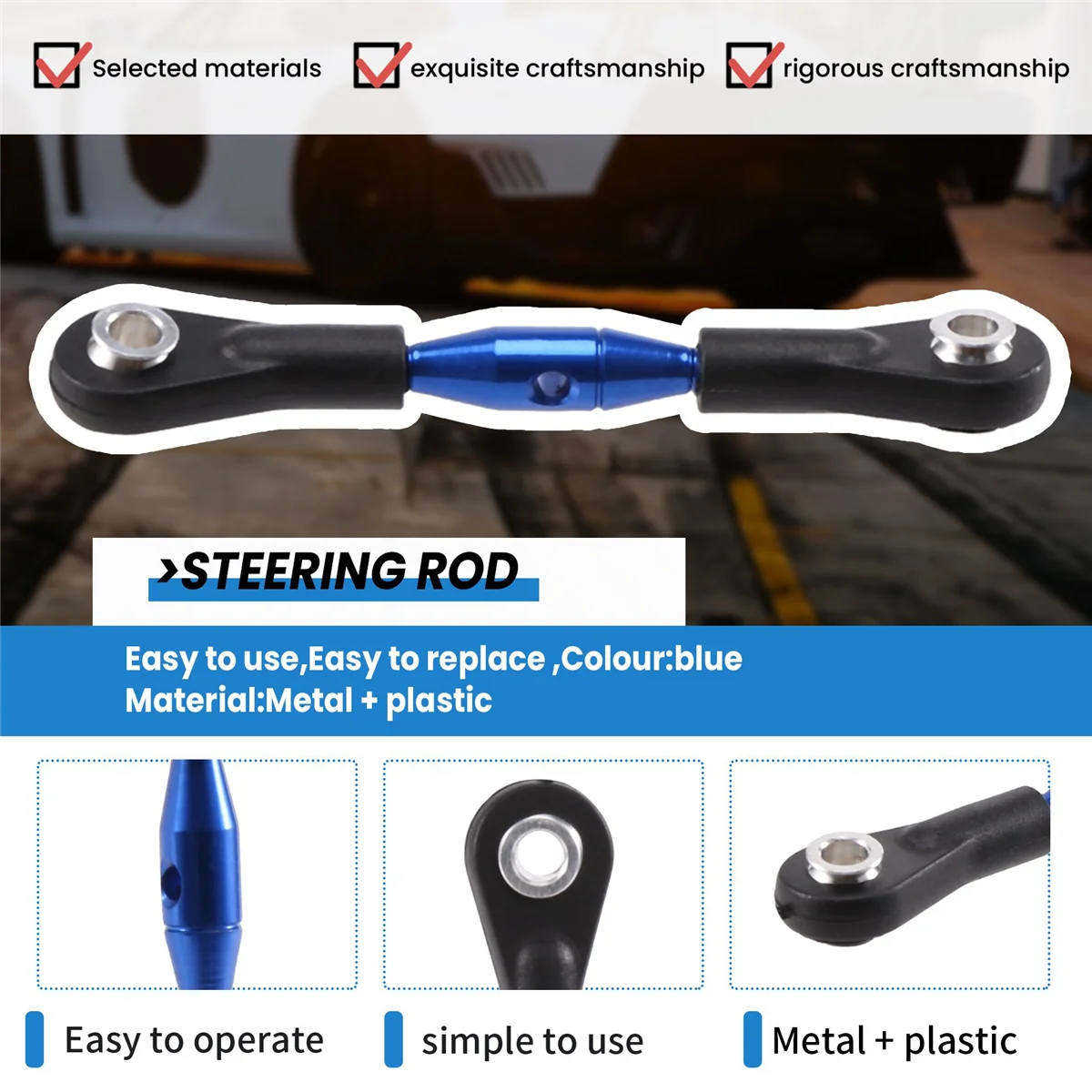 3pcs Metall Lenkstange Verbindungs stange Spurs tange für TT-01 tt01 1/10 rc Auto Upgrade Teile Zubehör, blau