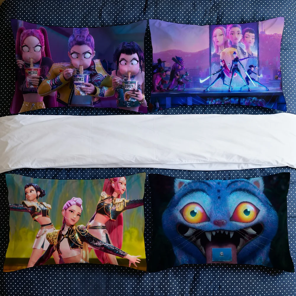 Funda de cojín HZB K-KPop D-Demon H-Hunters, fundas de almohada decorativas rectangulares largas para sofá, banco, dormitorio, silla, sala de estar