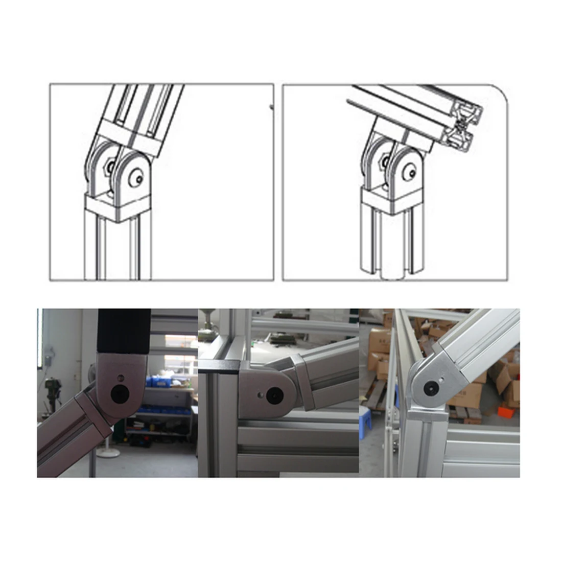 1pc 2020/3030/4040/4545 Zinc Alloy Living Hinge Aluminum Profile Fittings Right Angle   Flexible Pivot Joint Connector view 5