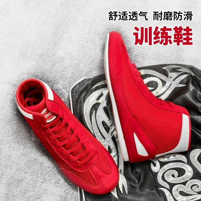 

Best Selling Wrestling Boots for Men Women Black Red Boxing Shoe Unisex Breathable Fighting Shoe Couples Designer Wrestling Shoe