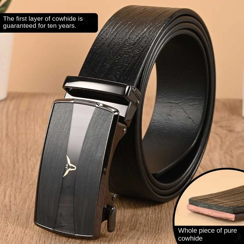 Mens Belt Genuine Leather Luxury Belt Metal Automatic Buckle Fashion First layer Leather Belts for Men Cowhide High Quality Belt