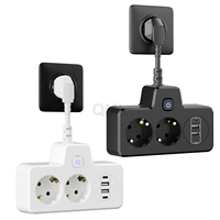 2 European Port Converter Power Socket Board With Type-C USB Port Safety Switch EU Plug Power Strip With LED Touch Light