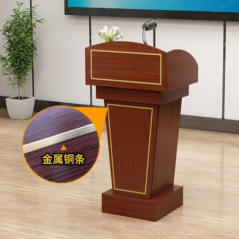 AOLIVIYA Modern Gray Teacher Lectern Desk For School Classroom Multimedia Lecture Reception With Storage Cabinet No Drawer B8462