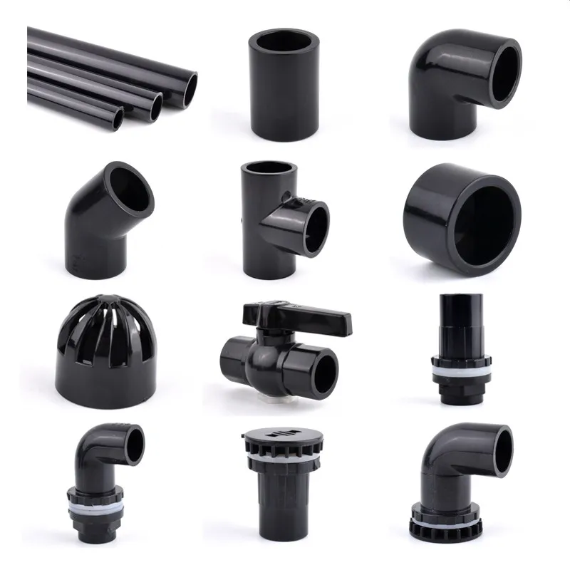 20~50mm Black PVC Pipe Connector UPVC Pipe Garden Water Elbow Tee Joint Aquarium Tank Water Supply Drainage End Cap Connectors