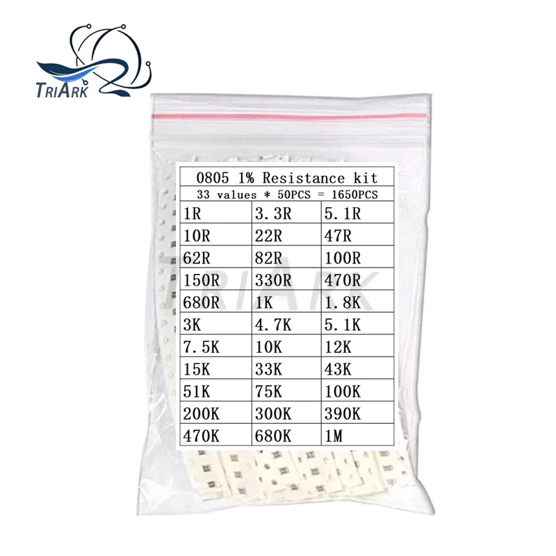 1650pcs 33values ​​X 50pcs 1206 0805 0603 0402 0201 SMD 저항기 샘플 모듬 키트 1R Ohm-1M ohm 1%