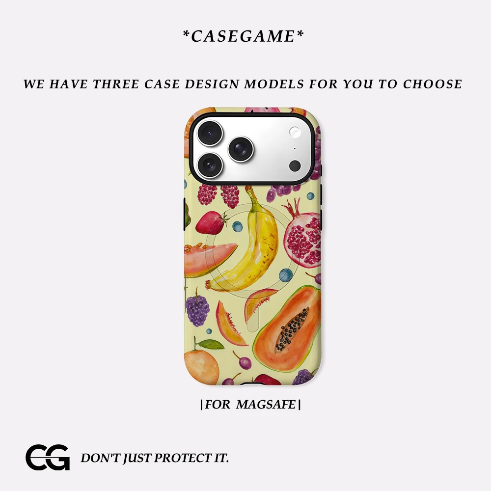 Funda para Teléfono Fruity Fiesta para iPhone 17 16 15 14 13 Pro Max Plus, Magnética, de Una o Dos Capas, Resistente