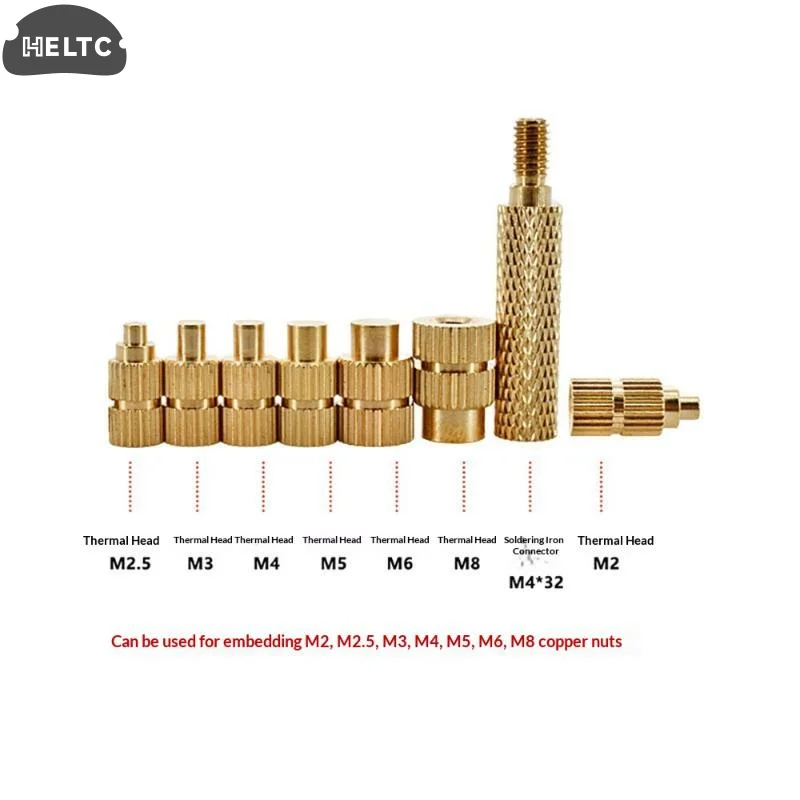 1Set Europe/Korea 220V Heat Soldering Iron Tip Head Insert M2-M6 Hot Melt Brass Embedded Thread Nut Kit For Plastic Soldering