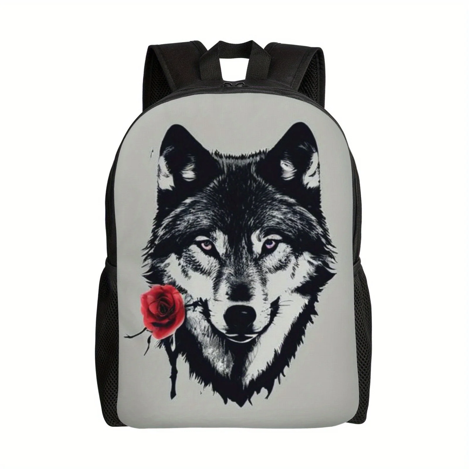 

Rose Wolf Casual Backpack, Unisex Lightweight Shoulder Bag, Large Capacity Computer Laptop Schoolbag