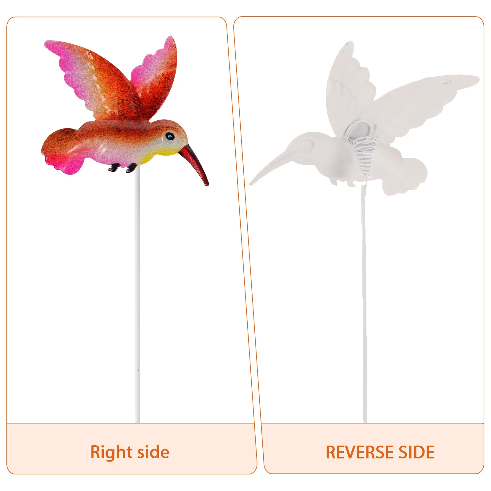 

4pcs Metal Hummingbird Stakes Decorative Garden Lawn Spinners Iron Flowerpot Ornament Yard Sculptures