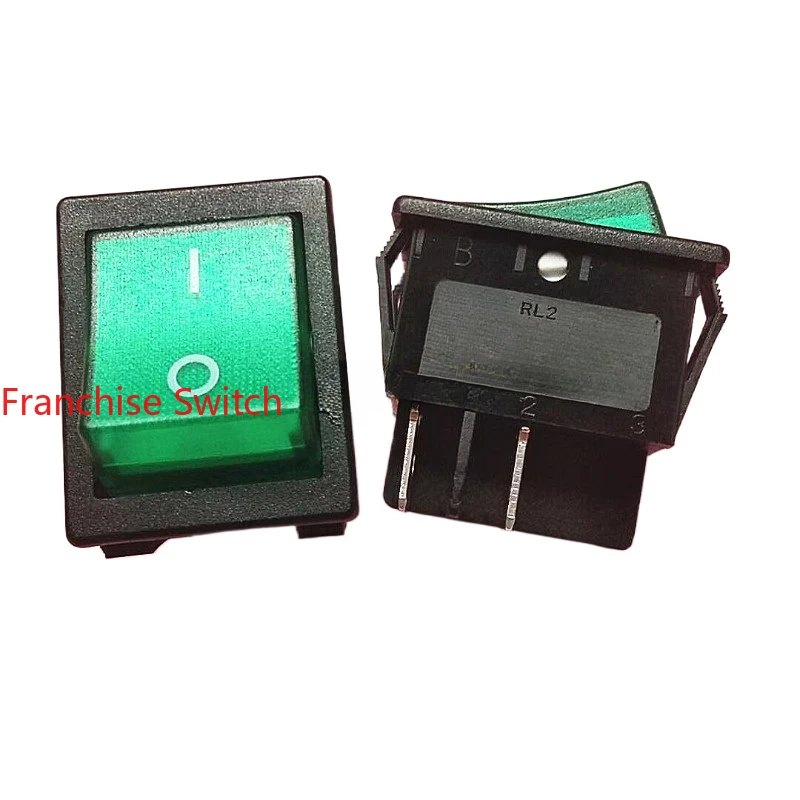 10PCS Ship type switch RL2-321 four feet and two gears with green light, silver touchpoint 25X31MM