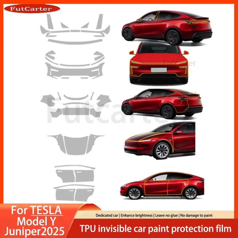 

For Tesla ModelY Juniper2025 TPU Transparent Sticker Body Accessories Styling Pre-Cut Paint Protection Film Car Clear Kit Sticke