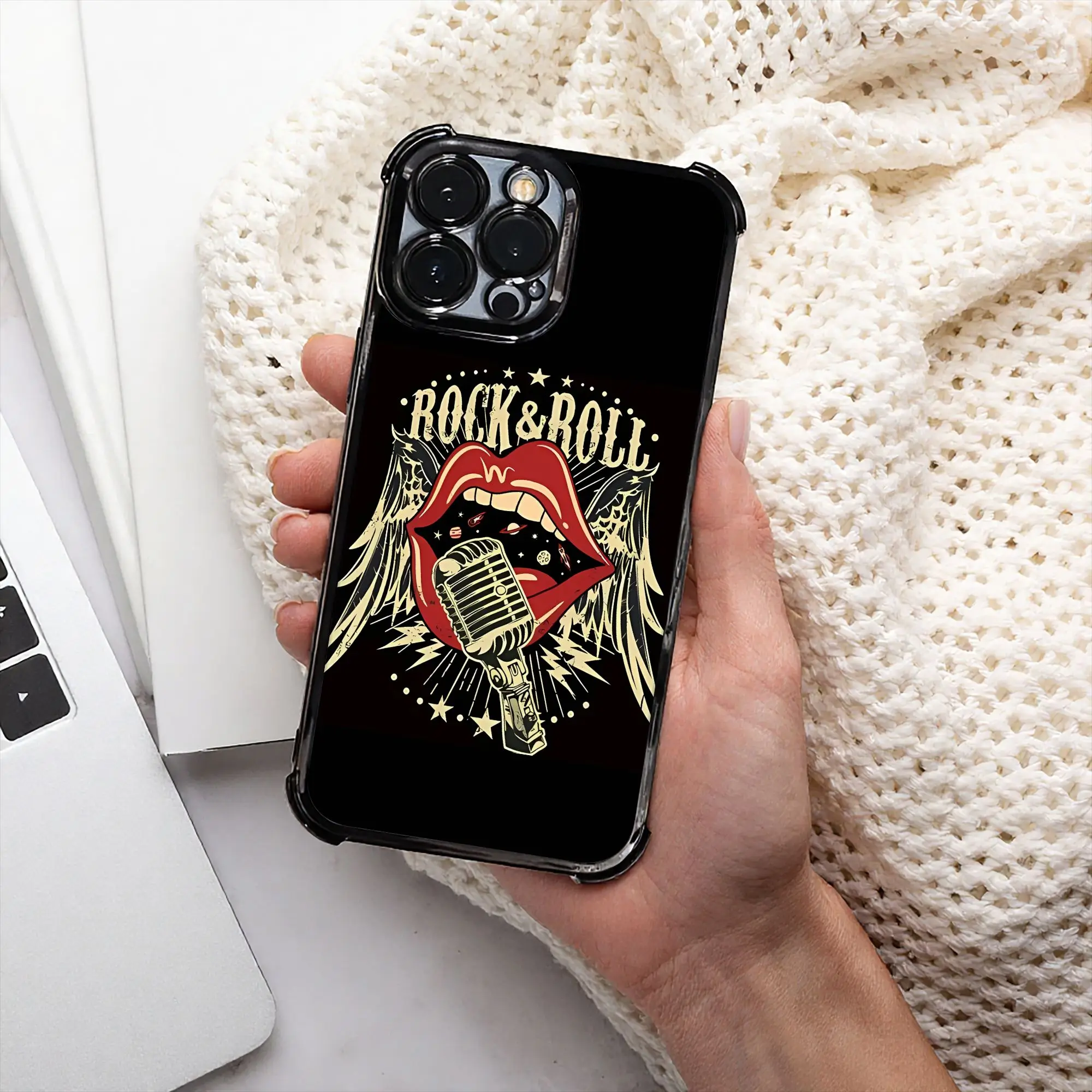 Funda para teléfono Music Lips Kiss Rock And Roll Aerosmith Proceso de galvanoplastia IPhone Varios modelos