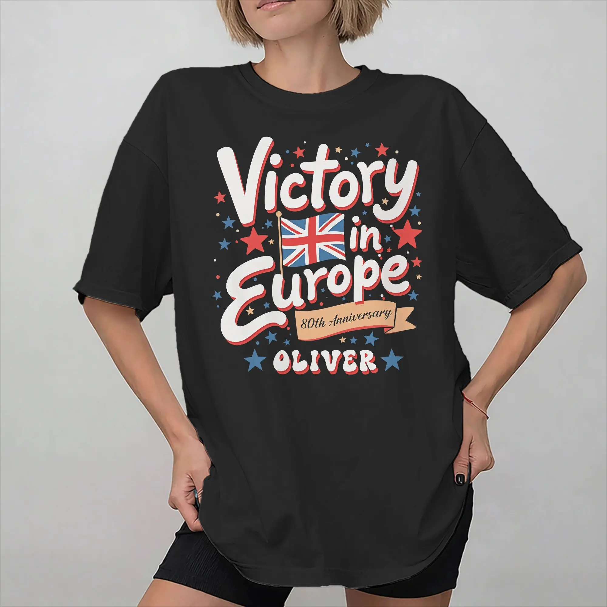 VE Anniversary 1945 Victory in Europe Day Flag Tee Shirt for Men Women Printed T Shirts  100% Cotton Clothing