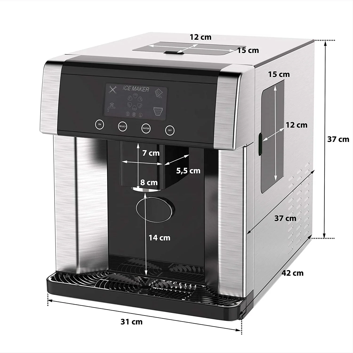 Distributore automatico di acqua ghiacciata per aziende domestiche con distributore di ghiaccio a cubetti portatile da 12 kg