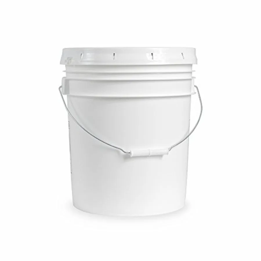 

5 gallon Food Grade White Plastic Bucket with Handle and Lid - Set of 6