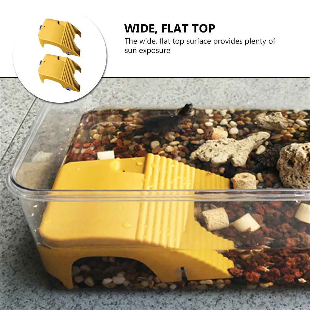 

2Pcs Turtle Basking Platform Adjustable Height ABS Material Arch Design Wood Grain Texture Sun Exposure Turtle Platform